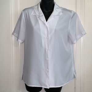 Notations white polyester short sleeved shirt